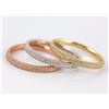 Image 2 : 0.42ct Pavé Diamond in 14K TriTone Gold Stackable Half Band Ring Set - Size 7