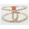 Image 1 : 14K Rose Gold 0.34ct Round Diamond Open Interlocking Cuff Band Ring - Size 7