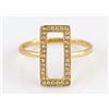 Image 1 : 0.16ct Micro Pave Diamond 14K Yellow Gold Hollow Rectangular Ring - Size 6.5