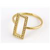 Image 2 : 0.16ct Micro Pave Diamond 14K Yellow Gold Hollow Rectangular Ring - Size 6.5