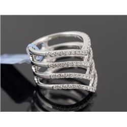 1.13 ctw Micro Pave Diamond Chevron Ring 14K White Gold   7.81g|**Size:6.75