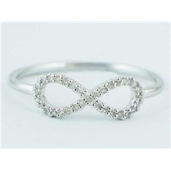 14K White Gold 0.10ct Round Pave Diamond Infinity Band Ring - Size 7