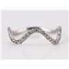 Image 1 : 0.13ct Pavé Diamonds in 14K White Gold Stackable Wave Band Ring - Size 6.5