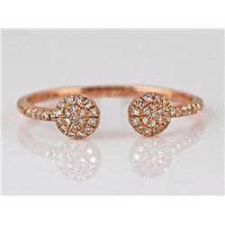 0.15ct Pavé Diamonds in 14K Rose Gold Asymmetric Circle Cuff Ring - Size 7