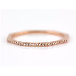 0.08ct Pavé Diamond in 14K Rose Gold Stackable Octagon Band Ring - Size 7