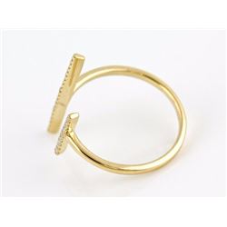 0.11ct Pavé Diamonds in 14K Yellow Gold Double Bar Cuff Ring - Size 6.5