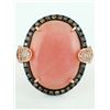 Image 1 : 7.40ct Oval Pink Opal with 0.56c Diamonds 14K Rose Gold Halo Cocktail Ring - 7