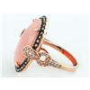 Image 2 : 7.40ct Oval Pink Opal with 0.56c Diamonds 14K Rose Gold Halo Cocktail Ring - 7