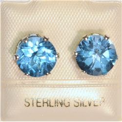 STERLING SILVER BLUE TOPAZ EARRINGS