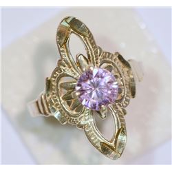 STERLING SILVER PINK CUBIC ZIRCONIA RING