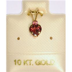 10K GOLD GARNET & PINK TOURMALINE HEART-SHAPED