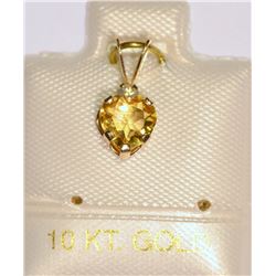 10K GOLD CITRINE HEART-SHAPED PENDANT