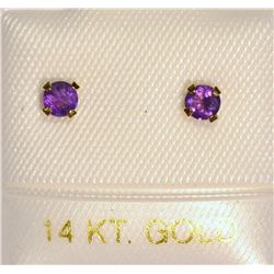 14K GOLD AMETHYST EARRINGS WITH SCREW BACKS