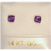 Image 1 : 14K GOLD AMETHYST EARRINGS WITH SCREW BACKS