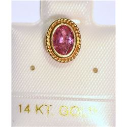 14K GOLD PINK TOURMALINE PENDANT