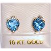 Image 1 : 10K GOLD BLUE TOPAZ & CUBIC ZIRCONIA HEART-SHAPED