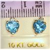 Image 2 : 10K GOLD BLUE TOPAZ & CUBIC ZIRCONIA HEART-SHAPED