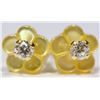 Image 1 : 14K GOLD CUBIC ZIRCONIA EARRINGS WITH