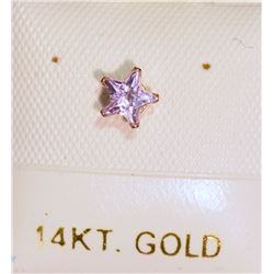14K GOLD PINK CUBIC ZIRCONIA STAR NOSE RING