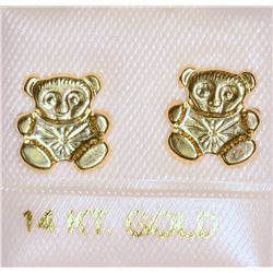 14K GOLD TEDDY BEAR EARRINGS