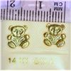 Image 2 : 14K GOLD TEDDY BEAR EARRINGS