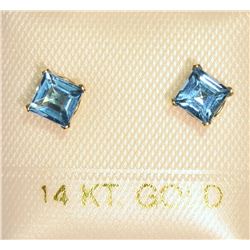 14K GOLD BLUE TOPAZ EARRINGS