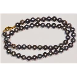 STERLING SILVER CLASP BLACK FRESHWATER PEARL