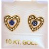 Image 1 : 10K GOLD SAPPHIRE HEART DESIGN EARRINGS