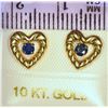 Image 2 : 10K GOLD SAPPHIRE HEART DESIGN EARRINGS