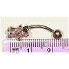 Image 2 : STERLING SILVER PINK CUBIC ZIRCONIA BELLY BUTTON