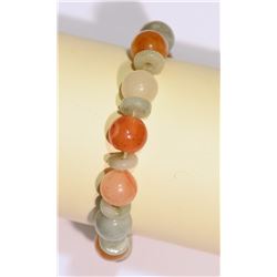 GENUINE MULTI-COLOURED QUARTZ & JADE BRACELET