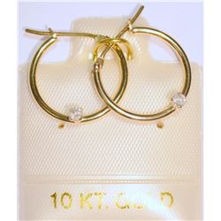 14K GOLD DIAMOND HOOP EARRINGS
