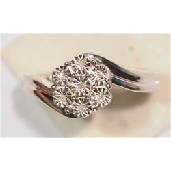 STERLING SILVER 7 DIAMOND RING