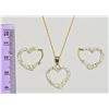 Image 2 : 10K GOLD CUBIC CRYSTAL HEART DESIGN EARRINGS