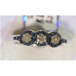 STERLING SILVER BLUE DIAMOND (0.36CT) & WHITE