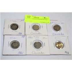SILVER CANADIAN 10 CENTS X6