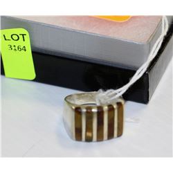 MENS STERLING SILVER RING WITH TIGER EYE