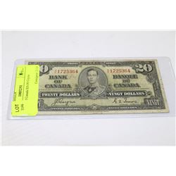 1937 BANK OF CANADA $20.00 COYNE/TOWERS