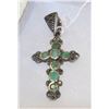 Image 1 : .925 SILVER EMERALD CROSS PENDANT