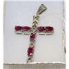 Image 1 : .925 RUBY CROSS PENDANT 13.8g