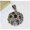 Image 1 : .925 SILVER RUBY, EMERALD & SAPPHIRE PENDANT