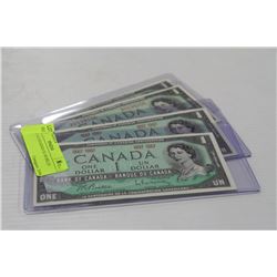 LOT OF 4 CANADIAN $1.00 BILLS