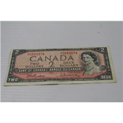 1954 ERROR CUT CANADIAN $2.00 BILL