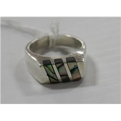 MENS STERLING SILVER 925 RING WITH ABALONE