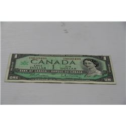 1967 ERROR CUT CANADIAN 1-DOLLAR BILL