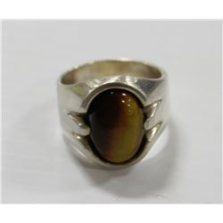 MENS STERLING SILVER 925 RING WITH TIGER EYE