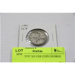 1941 25 CENT SILVER COIN GEORGE VI