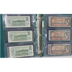 BINDER WITH 5 SHEETS OF CANADIAN $1.00 AND $2.00