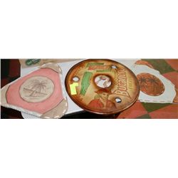 SERVING TRAY FROM CUBA & TWO LEATHER SEAT COVERS