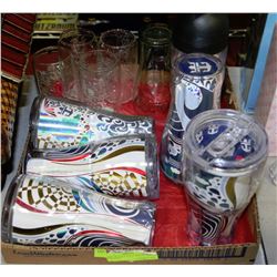 TRAY OF COCA-COLA TRAVEL MUGS & GLASSES